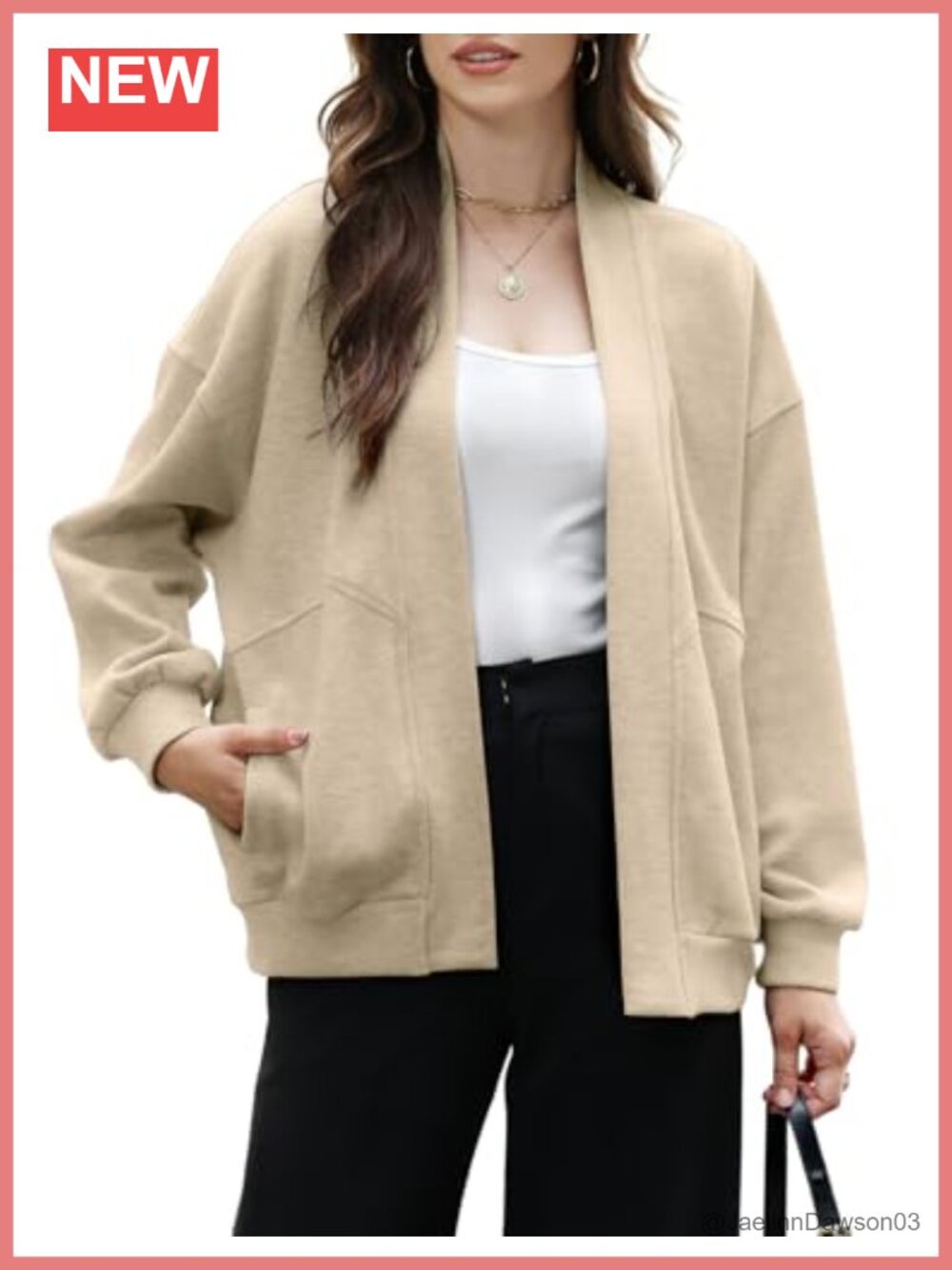 Womens Lightweight Cotton Oversized Open Front Cardigan Sweatshirt